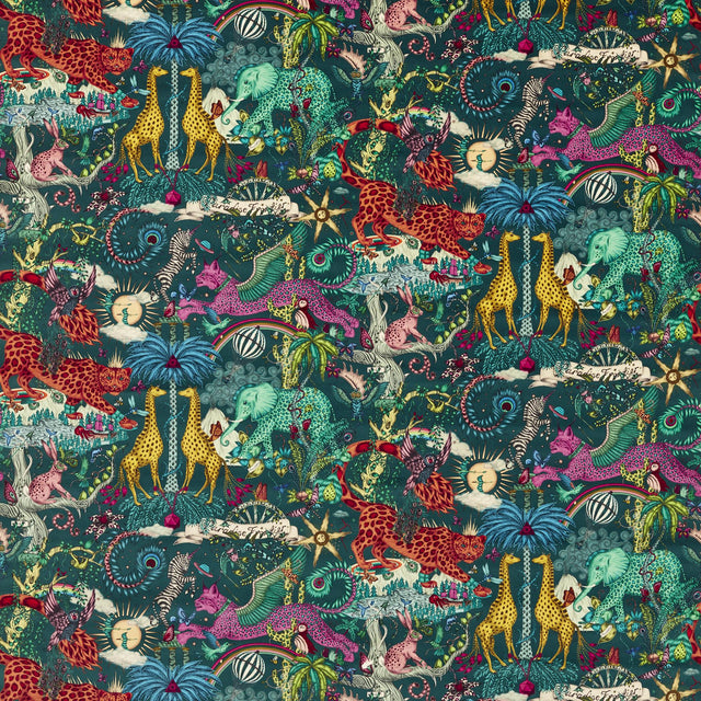 Clarke & Clarke PARADISE LOST VELVET TEAL Upholstery Fabric