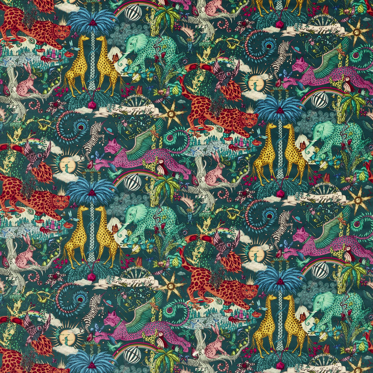 Clarke & Clarke PARADISE LOST VELVET TEAL Upholstery Fabric