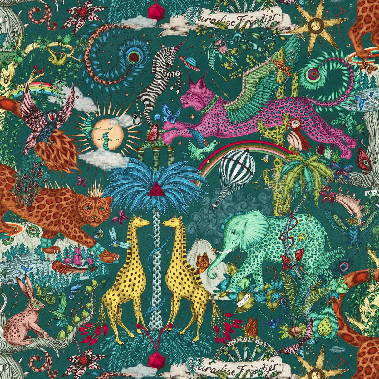 Clarke & Clarke PARADISE LOST TEAL WP Wallpaper