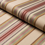 Schumacher Wellington Stripe Multi On Pecan Fabric
