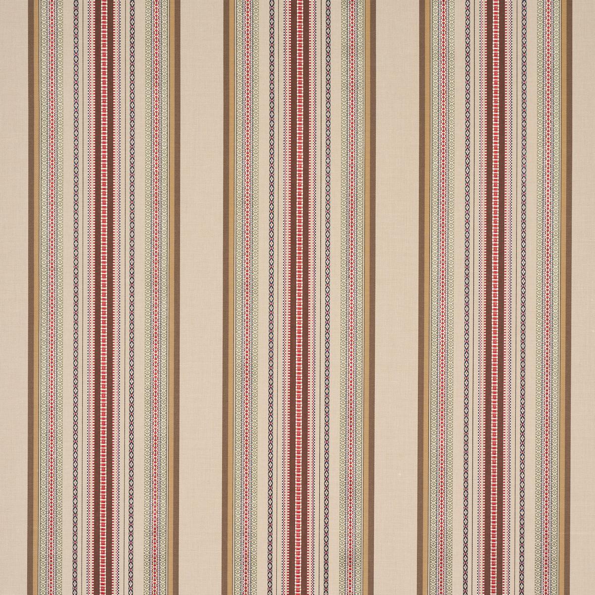 Schumacher Wellington Stripe Multi On Pecan Fabric