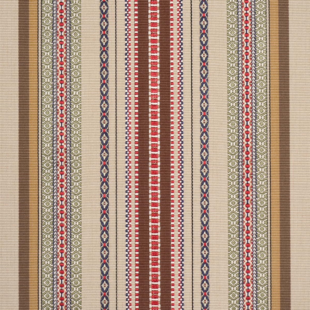 Schumacher Wellington Stripe Multi On Pecan Fabric