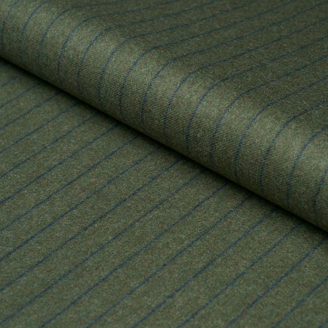 Schumacher Boyd Wool Pinstripe Green Fabric