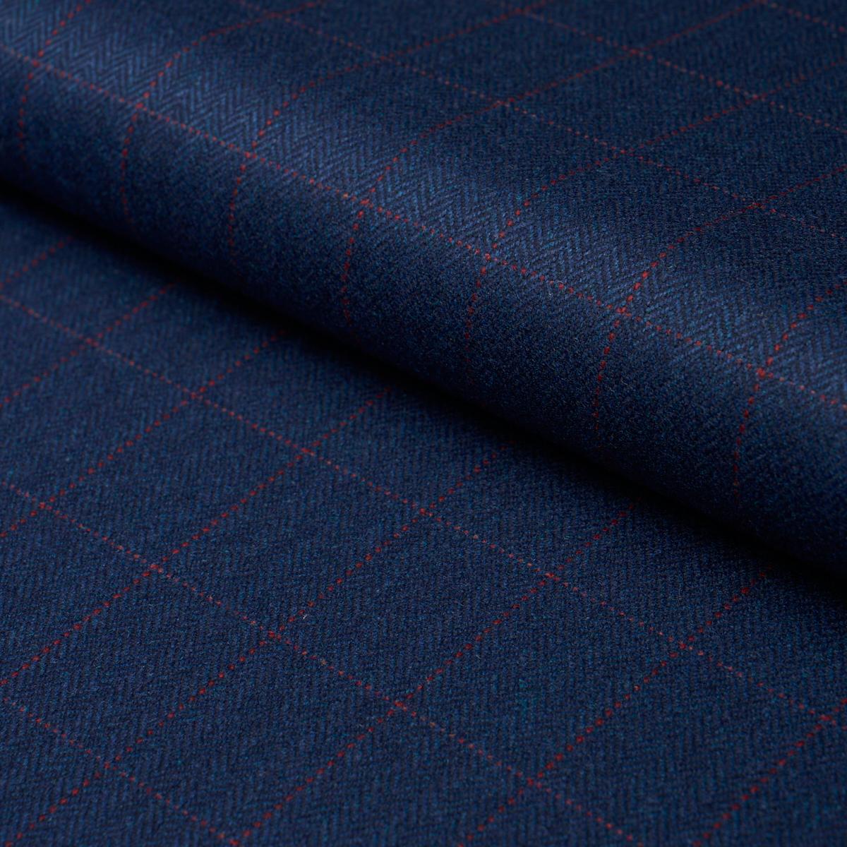 Schumacher Thompson Merino Windowpane Navy Fabric