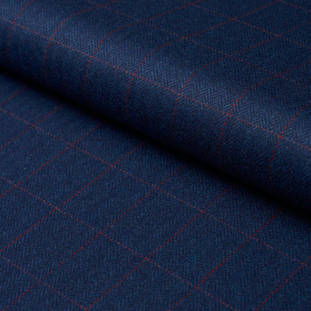 Schumacher Thompson Merino Windowpane Navy Fabric
