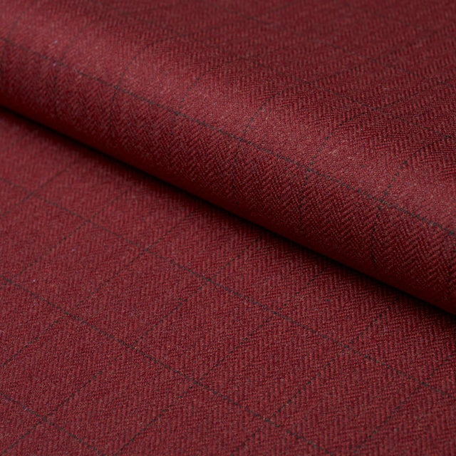 Schumacher Thompson Merino Windowpane Scarlet Fabric