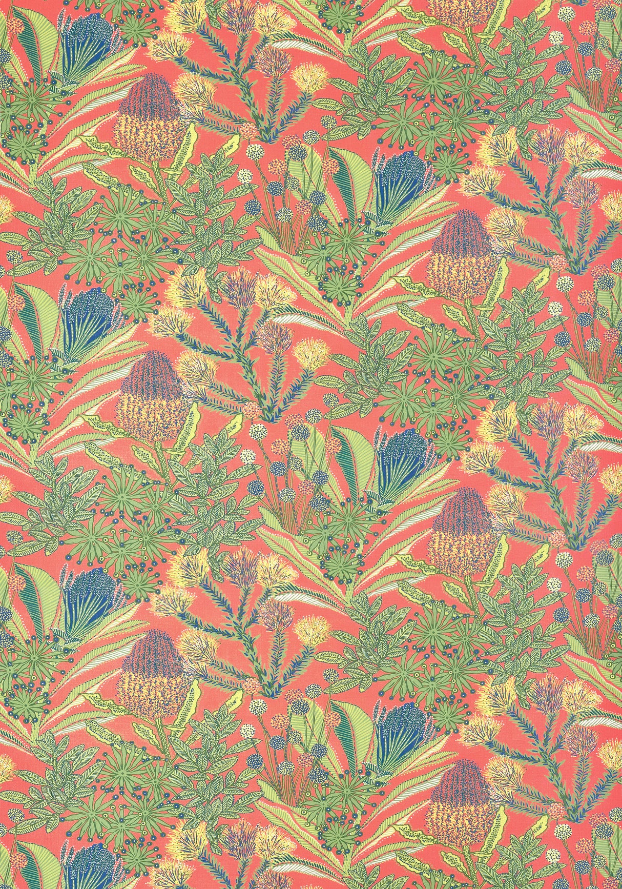 Thibaut Protea Print Coral Fabric