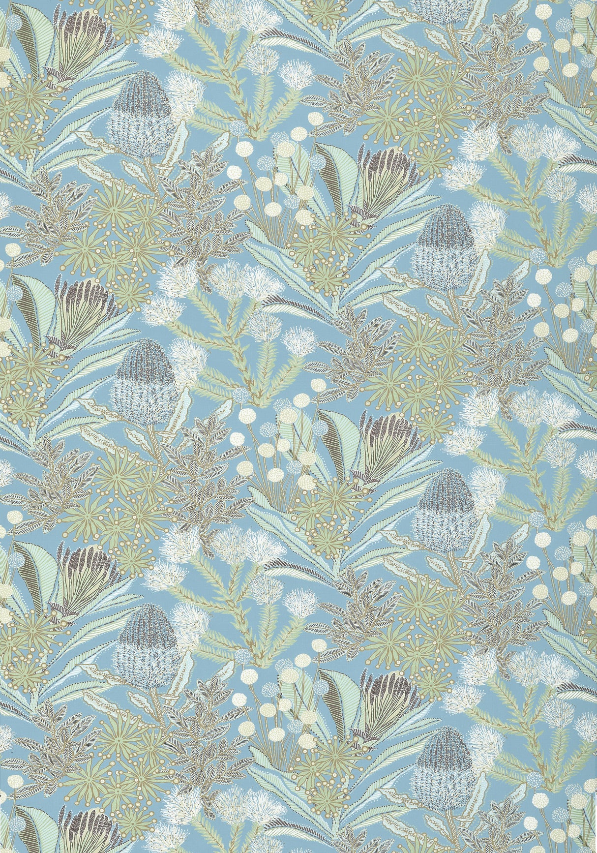 Thibaut Protea Print Spa Blue Fabric
