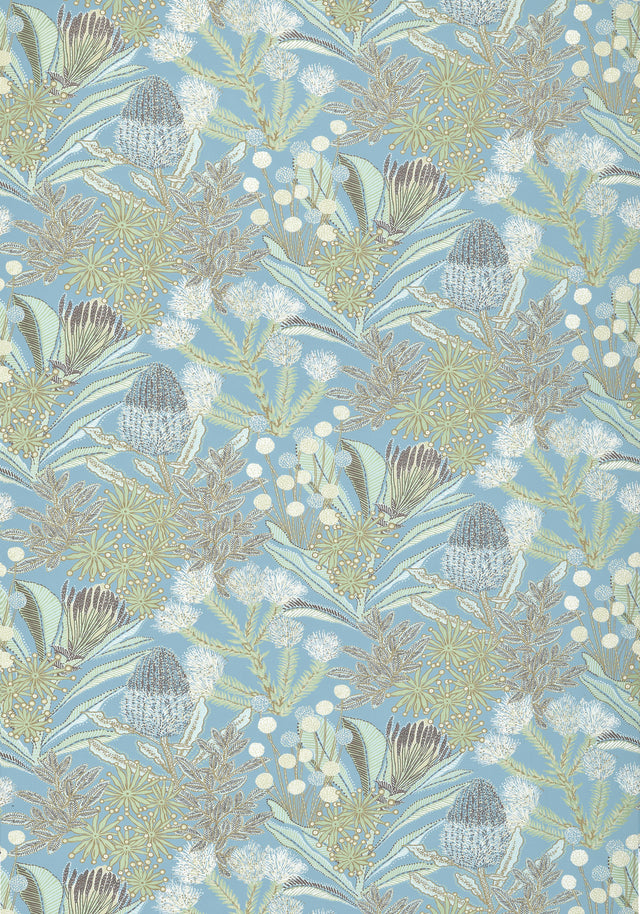 Thibaut Protea Print Spa Blue Fabric