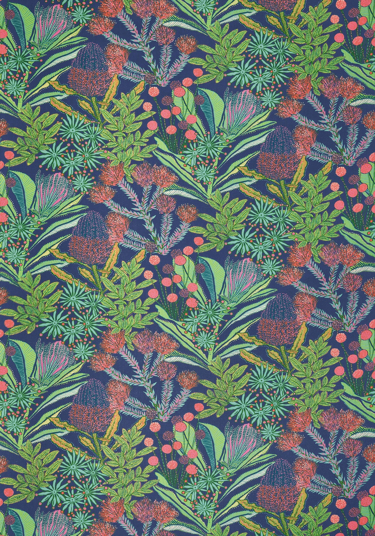 Thibaut Protea Print Navy Fabric