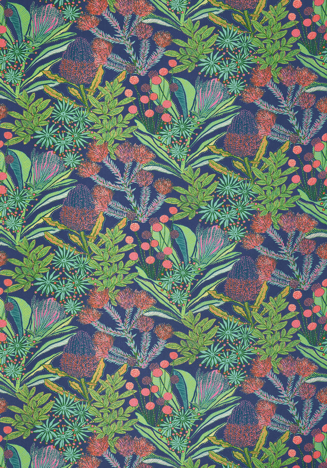 Thibaut Protea Print Navy Fabric