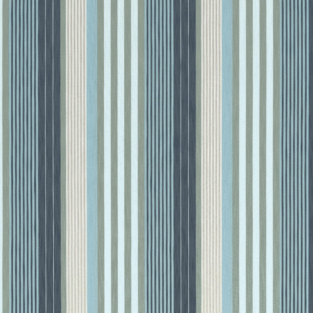 Thibaut Esprit Stripe Navy And Sky Fabric
