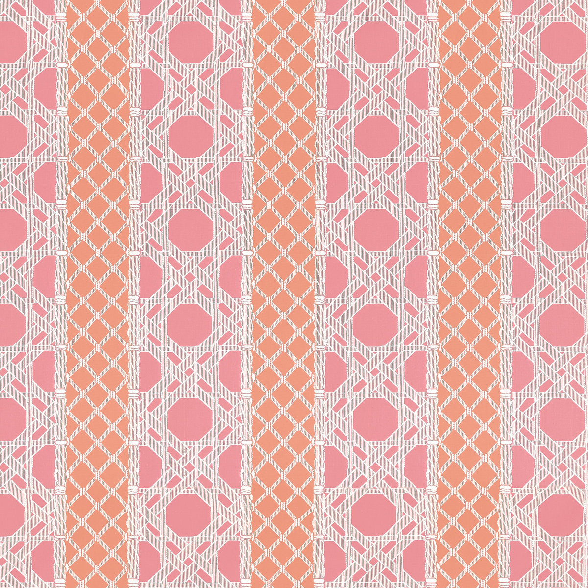 Thibaut Trelliage Peony And Coral Fabric