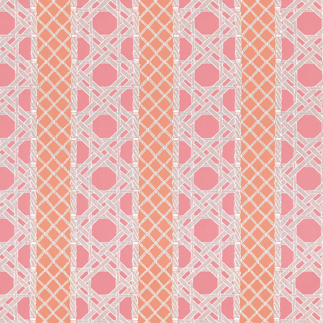 Thibaut Trelliage Peony And Coral Fabric