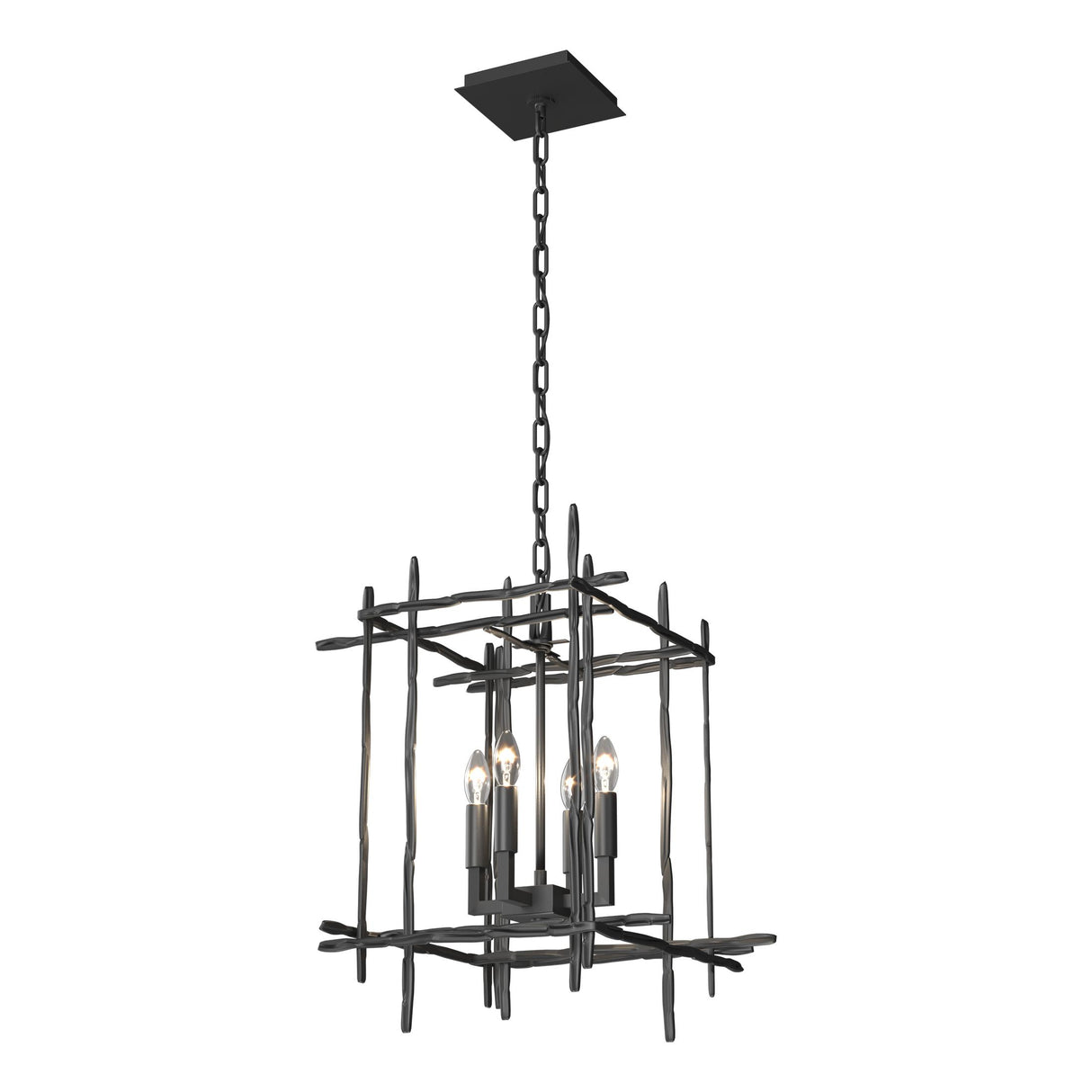 Hubbardton Forge 2023 Black Tura 4-Light Small Chandelier