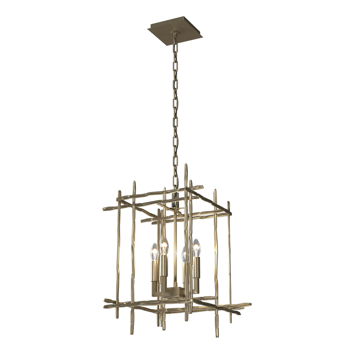 Hubbardton Forge 2023 Soft Gold Tura 4-Light Small Chandelier