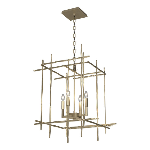 Hubbardton Forge 2023 Soft Gold Tura 4-Light Medium Chandelier