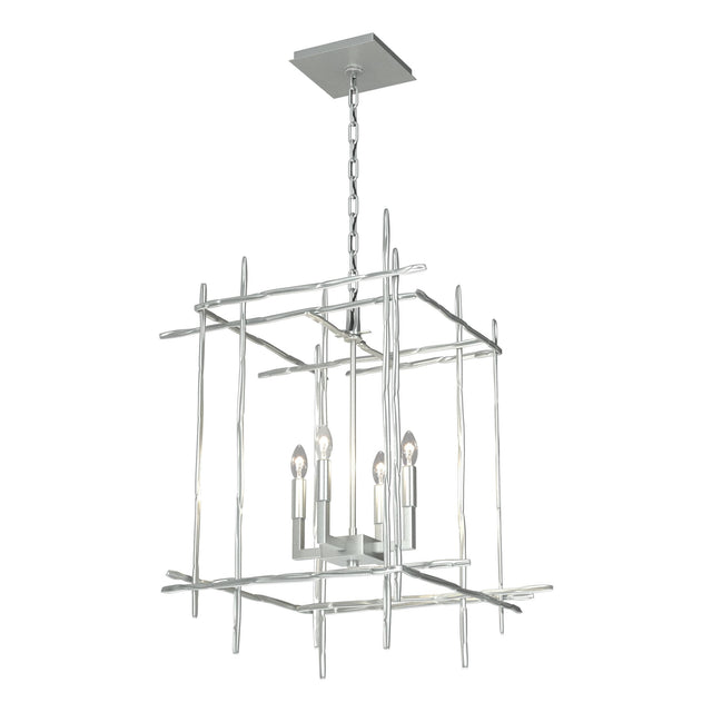 Hubbardton Forge 2023 Vintage Platinum Tura 4-Light Medium Chandelier