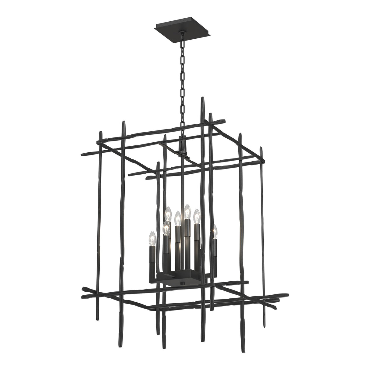 Hubbardton Forge 2023 Black Tura 8-Light Large Chandelier