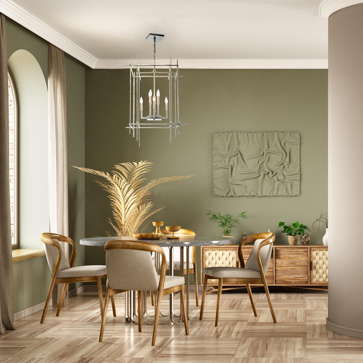 Hubbardton Forge 2023 Soft Gold Tura 8-Light Large Chandelier