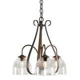 Hubbardton Forge 2004 Bronze Water Glass (LL) Sweeping Taper 3 Arm Chandelier