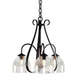 Hubbardton Forge 2004 Black Water Glass (LL) Sweeping Taper 3 Arm Chandelier