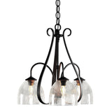 Hubbardton Forge 2004 Black Water Glass (LL) Sweeping Taper 3 Arm Chandelier