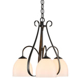 Hubbardton Forge 2004 Oil Rubbed Bronze Opal Glass (GG) Sweeping Taper 3 Arm Chandelier