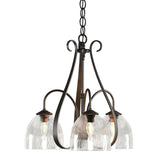 Hubbardton Forge 2004 Oil Rubbed Bronze Water Glass (LL) Sweeping Taper 3 Arm Chandelier