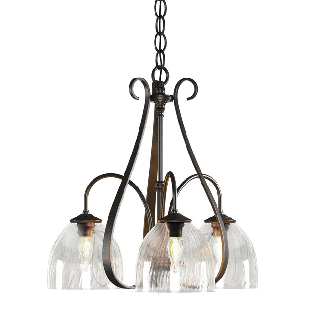 Hubbardton Forge 2004 Oil Rubbed Bronze Water Glass (LL) Sweeping Taper 3 Arm Chandelier