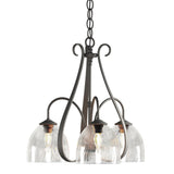 Hubbardton Forge 2004 Natural Iron Water Glass (LL) Sweeping Taper 3 Arm Chandelier