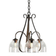 Hubbardton Forge 2004 Dark Smoke Water Glass (LL) Sweeping Taper 3 Arm Chandelier