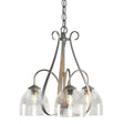 Hubbardton Forge 2004 Vintage Platinum Water Glass (LL) Sweeping Taper 3 Arm Chandelier