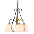 Hubbardton Forge 2004 Soft Gold Opal Glass (GG) Sweeping Taper 3 Arm Chandelier