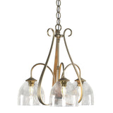 Hubbardton Forge 2004 Soft Gold Water Glass (LL) Sweeping Taper 3 Arm Chandelier