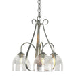 Hubbardton Forge 2004 Sterling Water Glass (LL) Sweeping Taper 3 Arm Chandelier