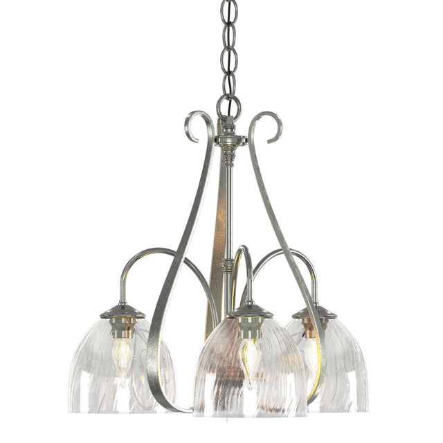 Hubbardton Forge 2004 Sterling Water Glass (LL) Sweeping Taper 3 Arm Chandelier