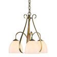 Hubbardton Forge 2004 Modern Brass Opal Glass (GG) Sweeping Taper 3 Arm Chandelier