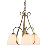 Hubbardton Forge 2004 Modern Brass Opal Glass (GG) Sweeping Taper 3 Arm Chandelier