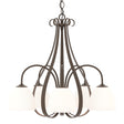 Hubbardton Forge 2004 Bronze Opal Glass (GG) Sweeping Taper 5 Arm Chandelier