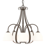Hubbardton Forge 2004 Bronze Opal Glass (GG) Sweeping Taper 5 Arm Chandelier