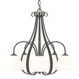 Hubbardton Forge 2004 Dark Smoke Opal Glass (GG) Sweeping Taper 5 Arm Chandelier