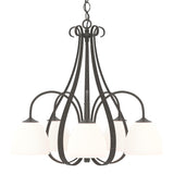 Hubbardton Forge 2004 Dark Smoke Opal Glass (GG) Sweeping Taper 5 Arm Chandelier