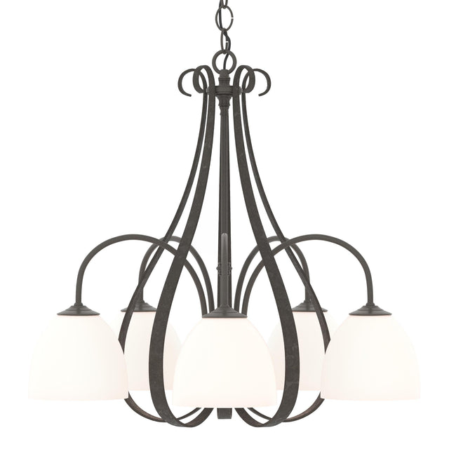 Hubbardton Forge 2004 Dark Smoke Opal Glass (GG) Sweeping Taper 5 Arm Chandelier
