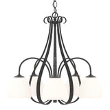 Hubbardton Forge 2004 Black Opal Glass (GG) Sweeping Taper 5 Arm Chandelier