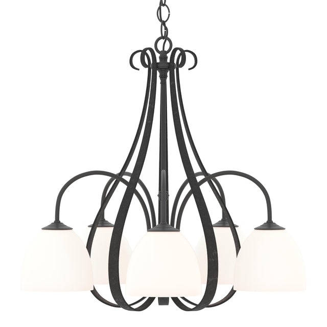 Hubbardton Forge 2004 Black Opal Glass (GG) Sweeping Taper 5 Arm Chandelier