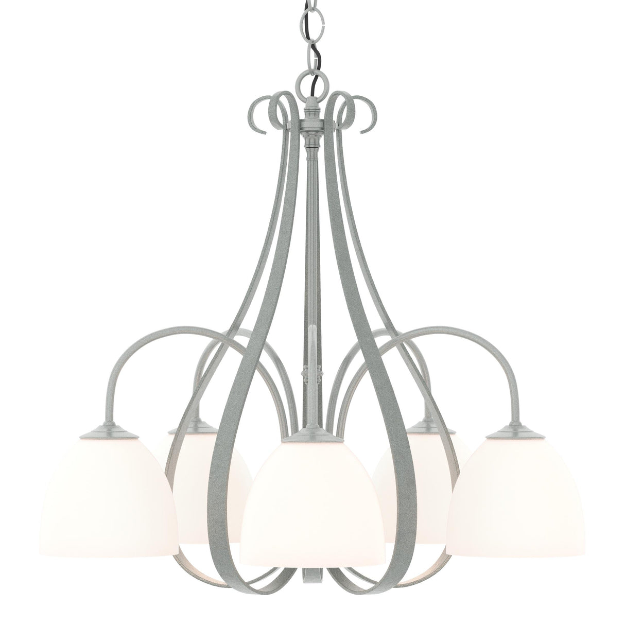 Hubbardton Forge 2004 Vintage Platinum Opal Glass (GG) Sweeping Taper 5 Arm Chandelier