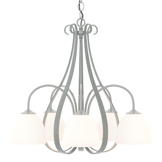 Hubbardton Forge 2004 Vintage Platinum Opal Glass (GG) Sweeping Taper 5 Arm Chandelier