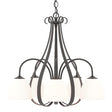 Hubbardton Forge 2004 Oil Rubbed Bronze Opal Glass (GG) Sweeping Taper 5 Arm Chandelier
