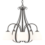 Hubbardton Forge 2004 Oil Rubbed Bronze Opal Glass (GG) Sweeping Taper 5 Arm Chandelier